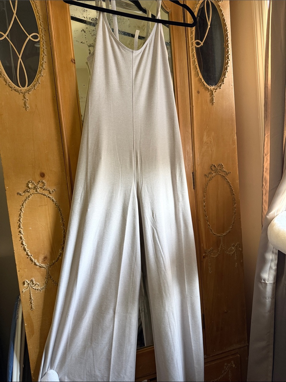 Fabletics Light Cream Spaghetti-Strap Wide-Leg Jumpsuit